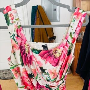Express Pink and Green Floral Dress